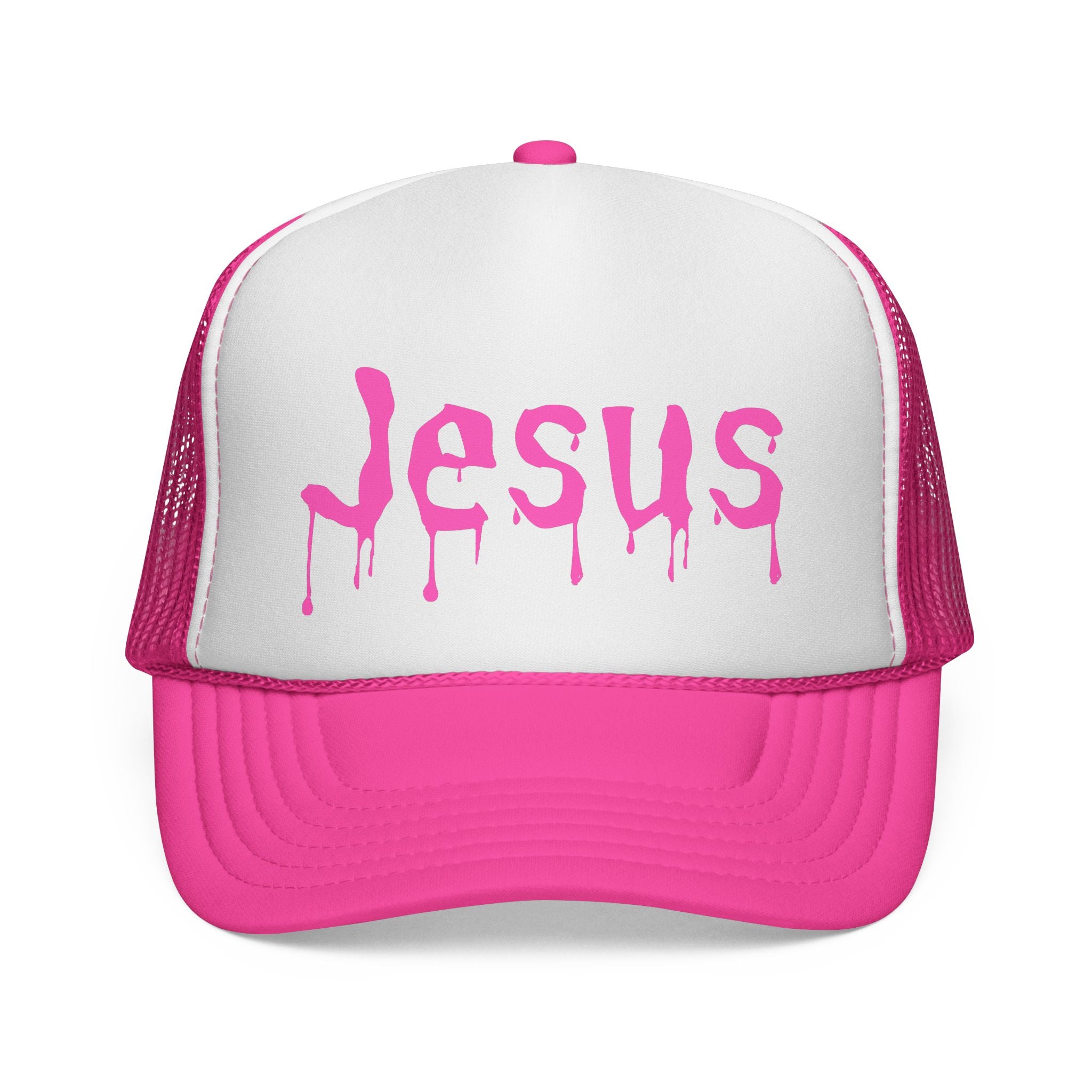 Pink Dripped in Jesus Trucker Cap
