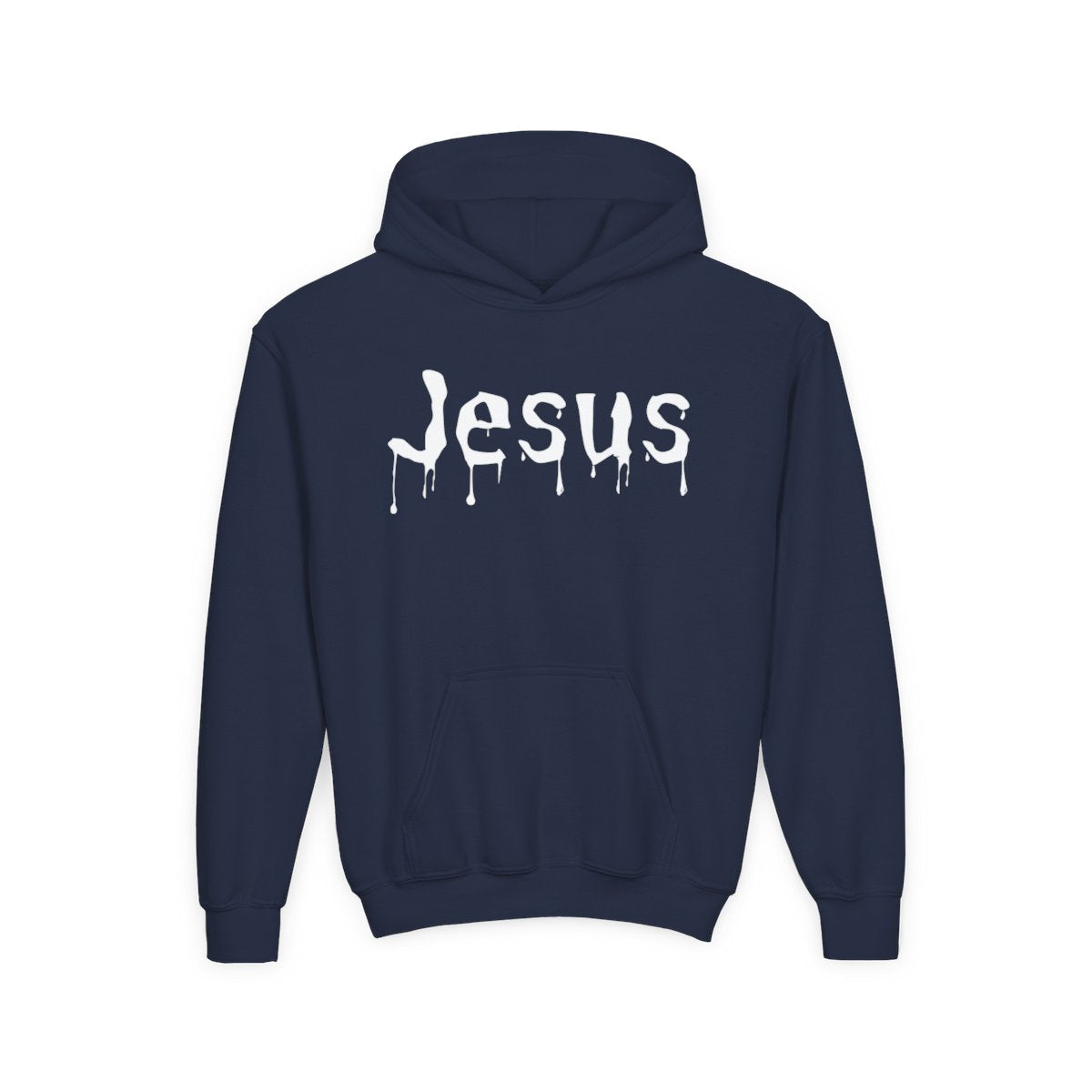 Youth Dripped in Jesus Hoodie