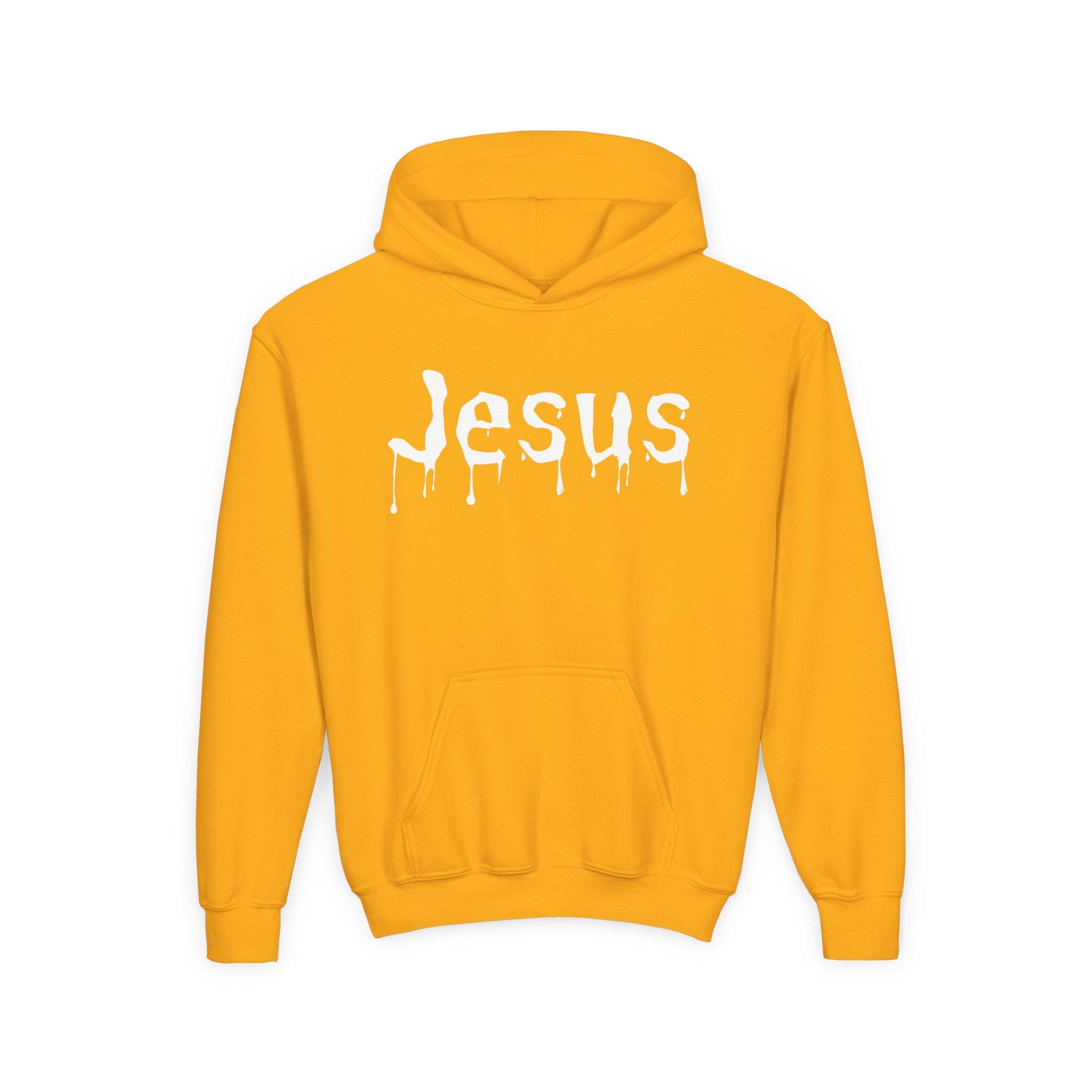 Youth Dripped in Jesus Hoodie