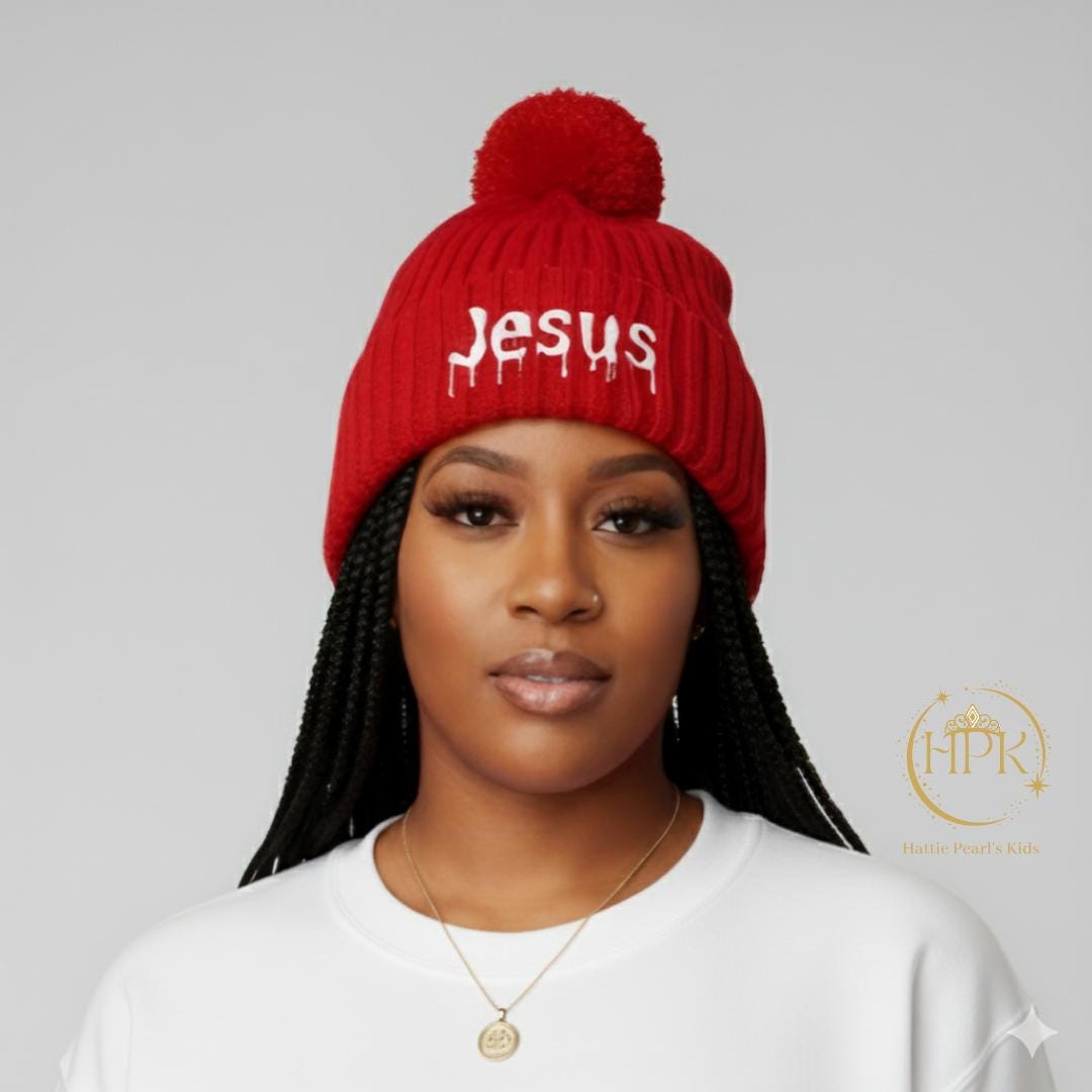 Dripped in Jesus Pom-Pom Knit Cap (Embroidery)