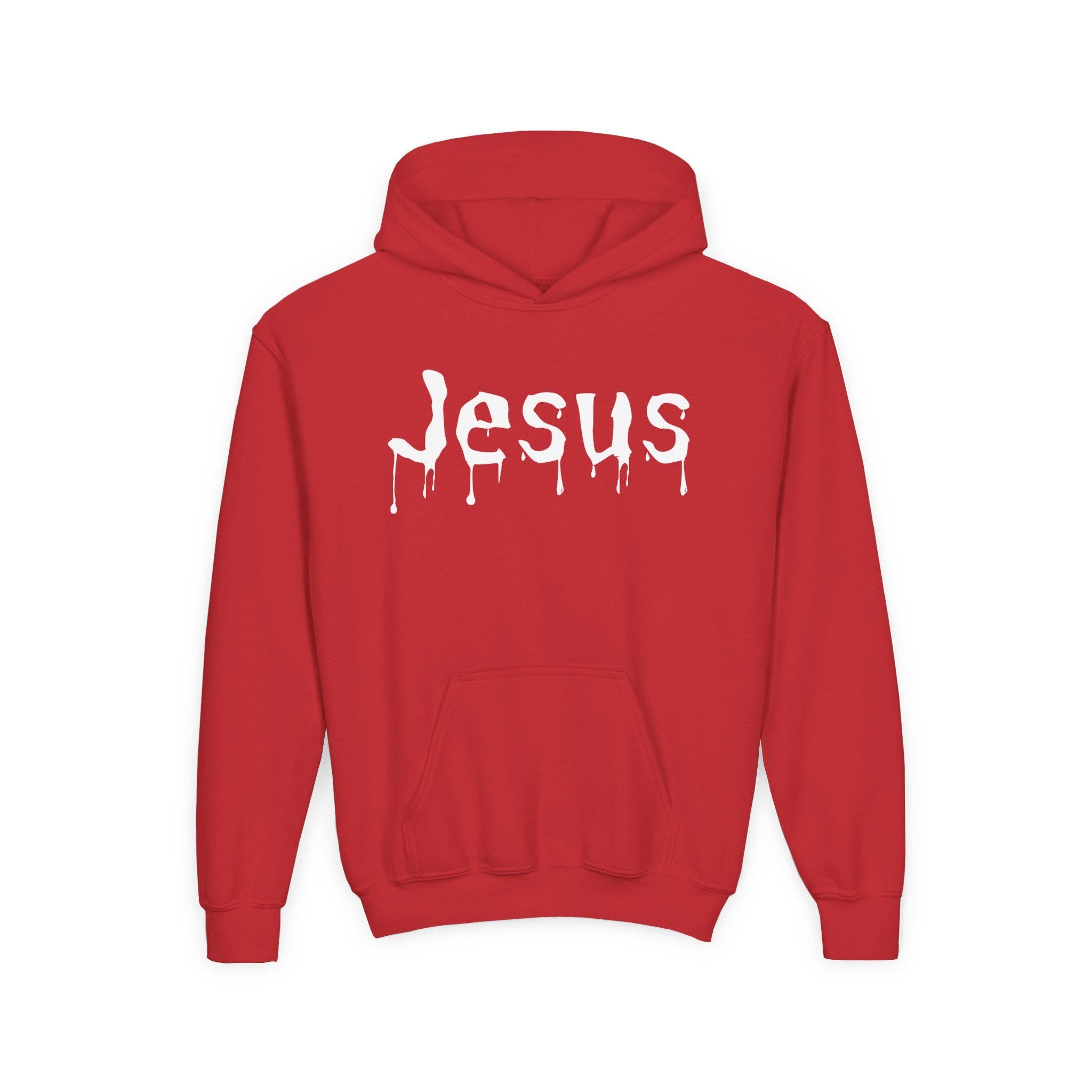 Youth Dripped in Jesus Hoodie