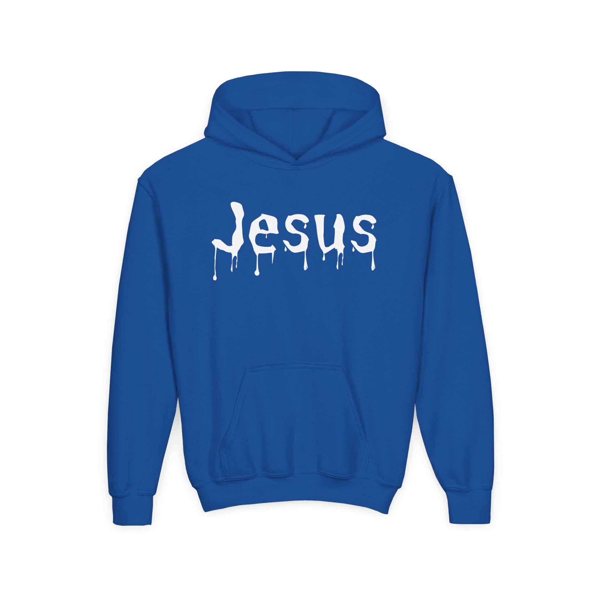Youth Dripped in Jesus Hoodie