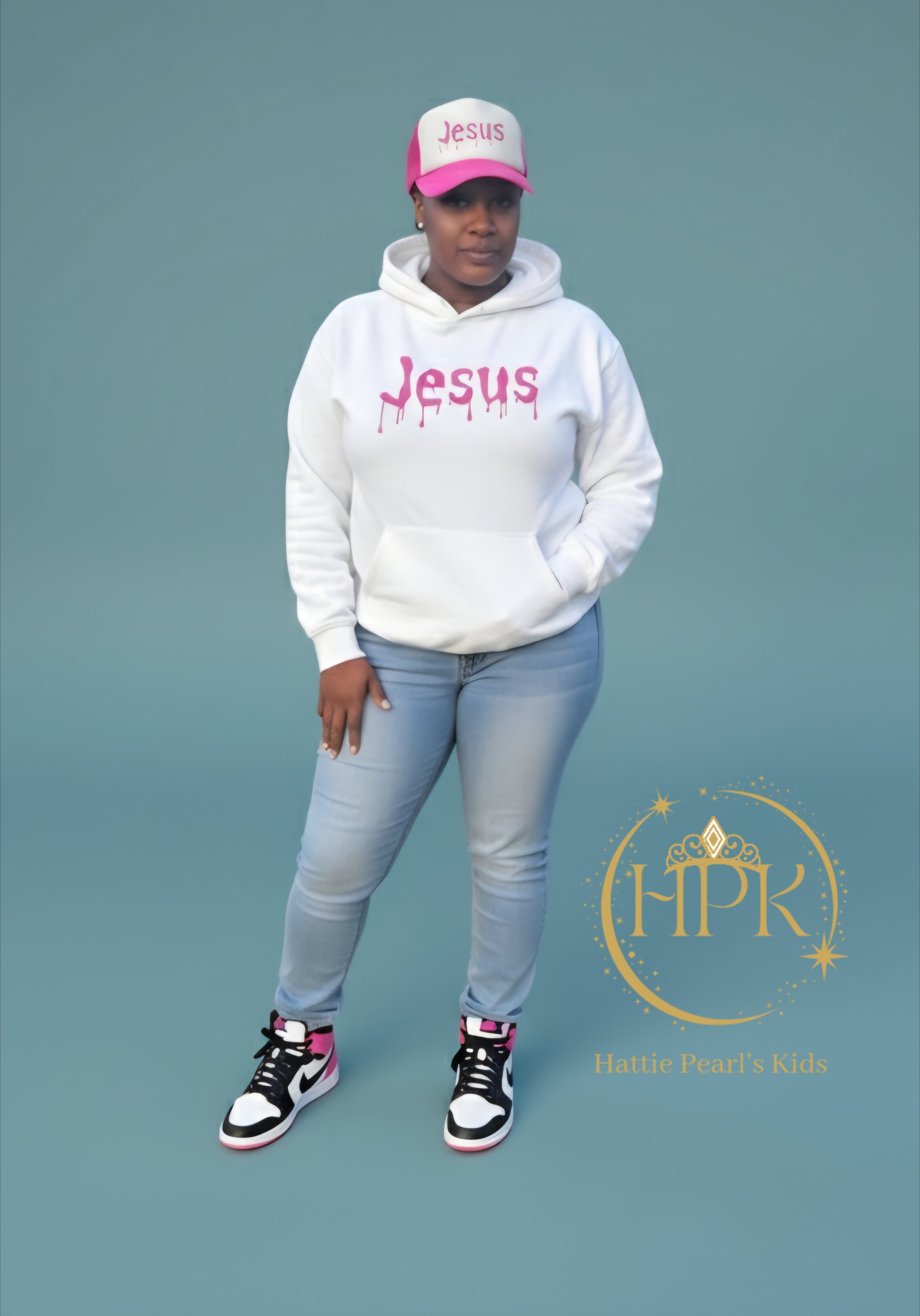 Pink Dripped in Jesus Trucker Cap