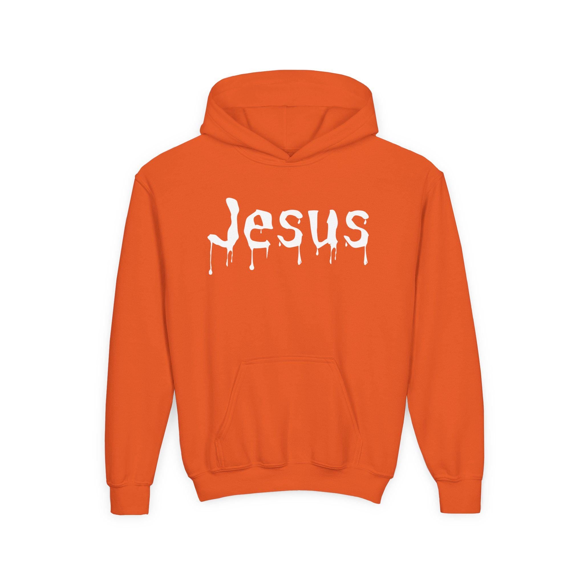 Youth Dripped in Jesus Hoodie