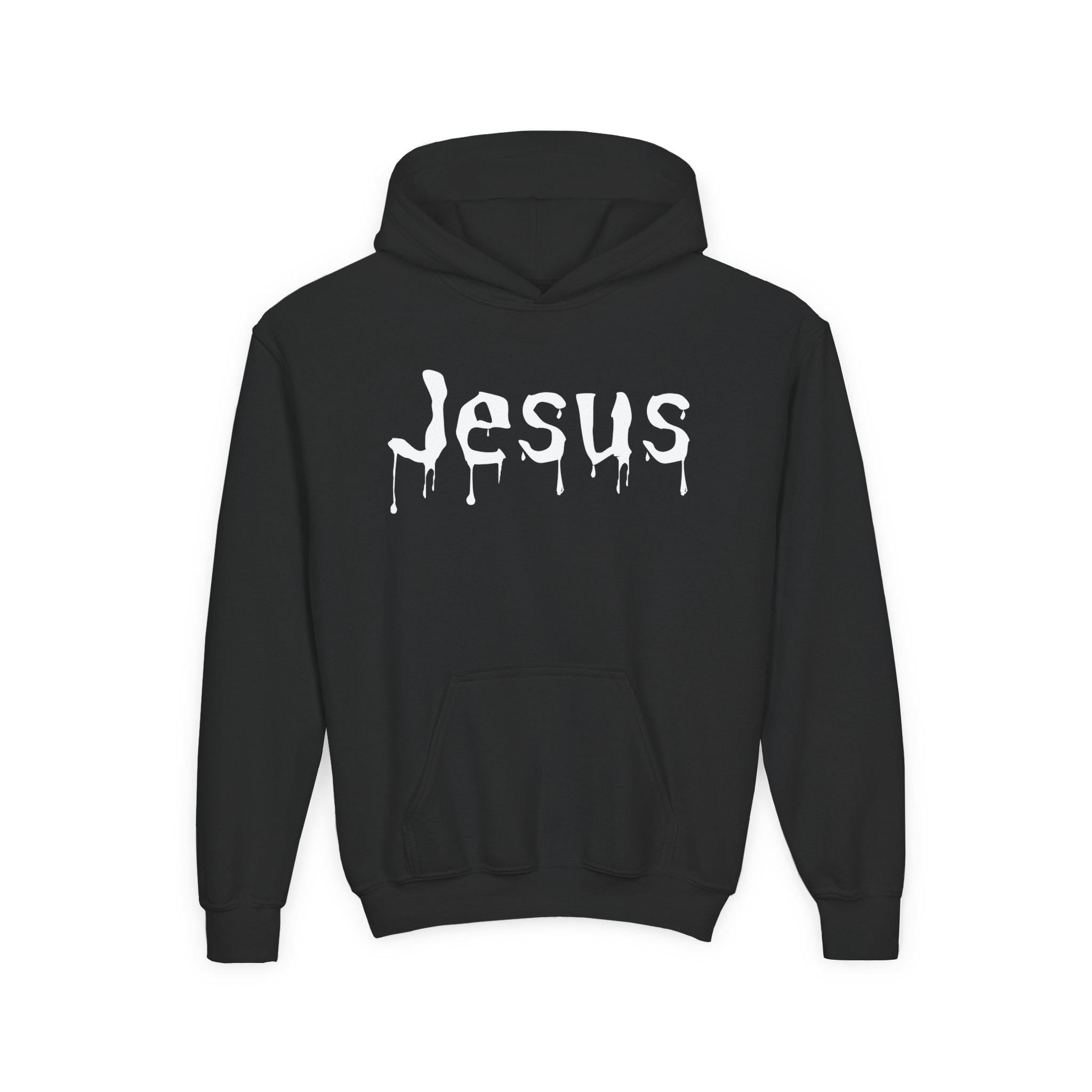 Youth Dripped in Jesus Hoodie