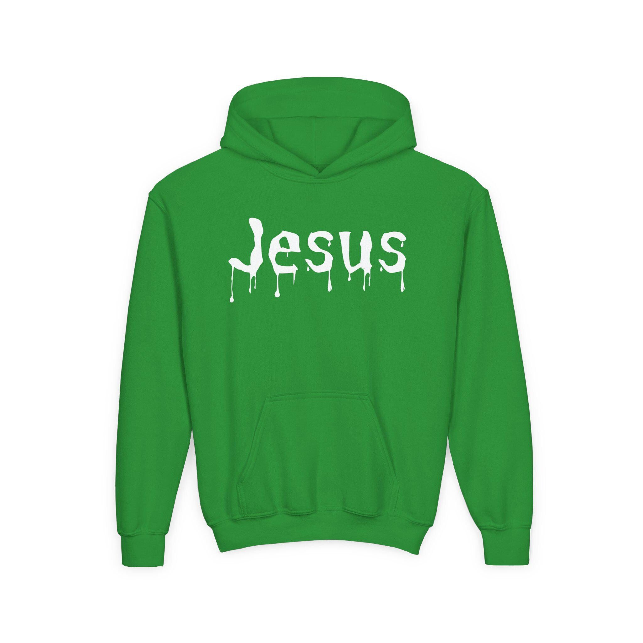Youth Dripped in Jesus Hoodie