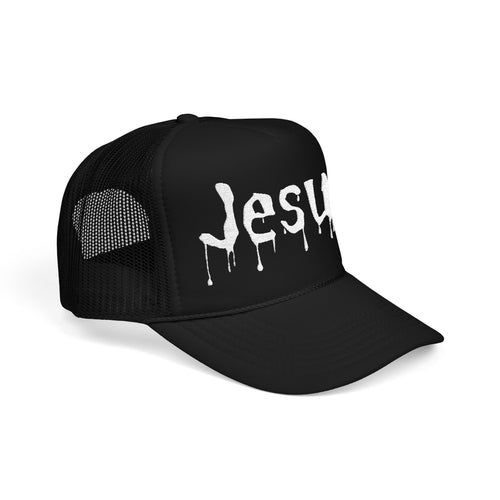 Black Dripped in Jesus Trucker Cap
