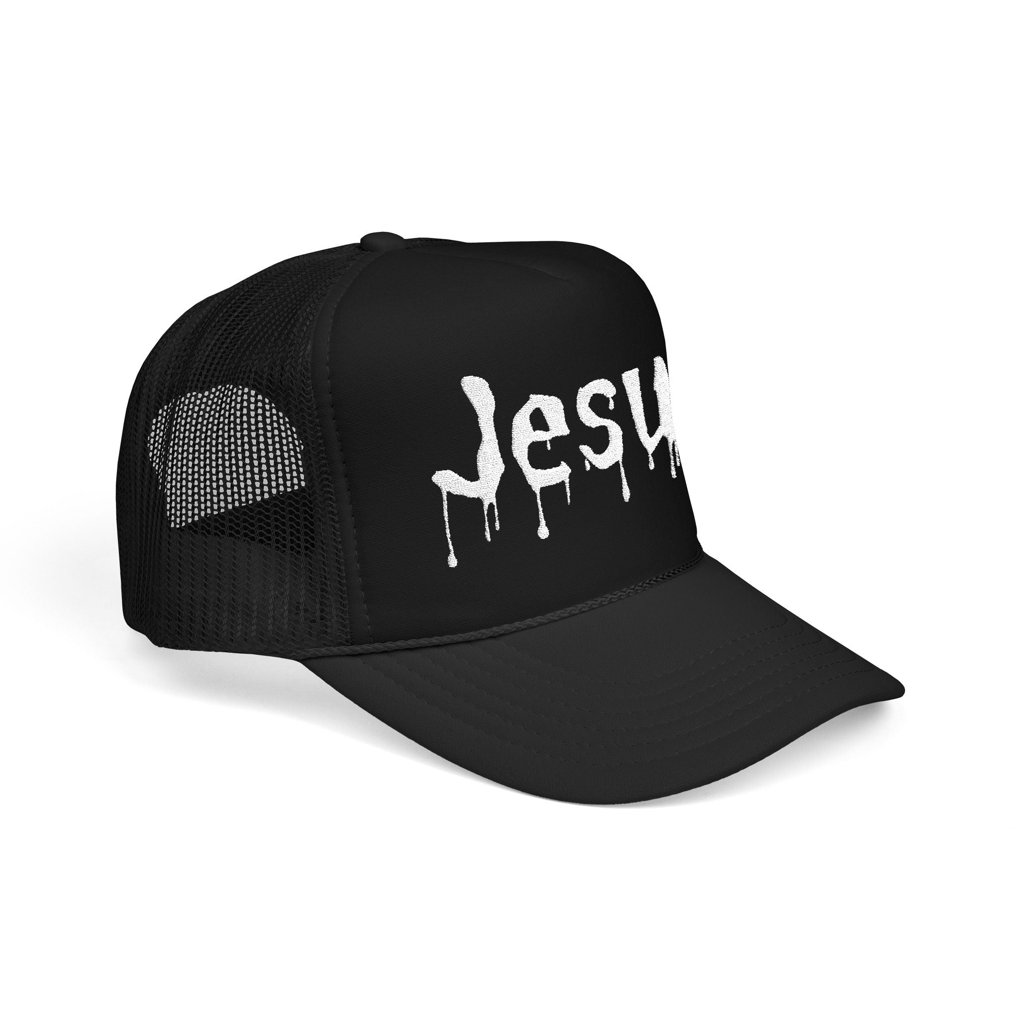 Black Dripped in Jesus Trucker Cap