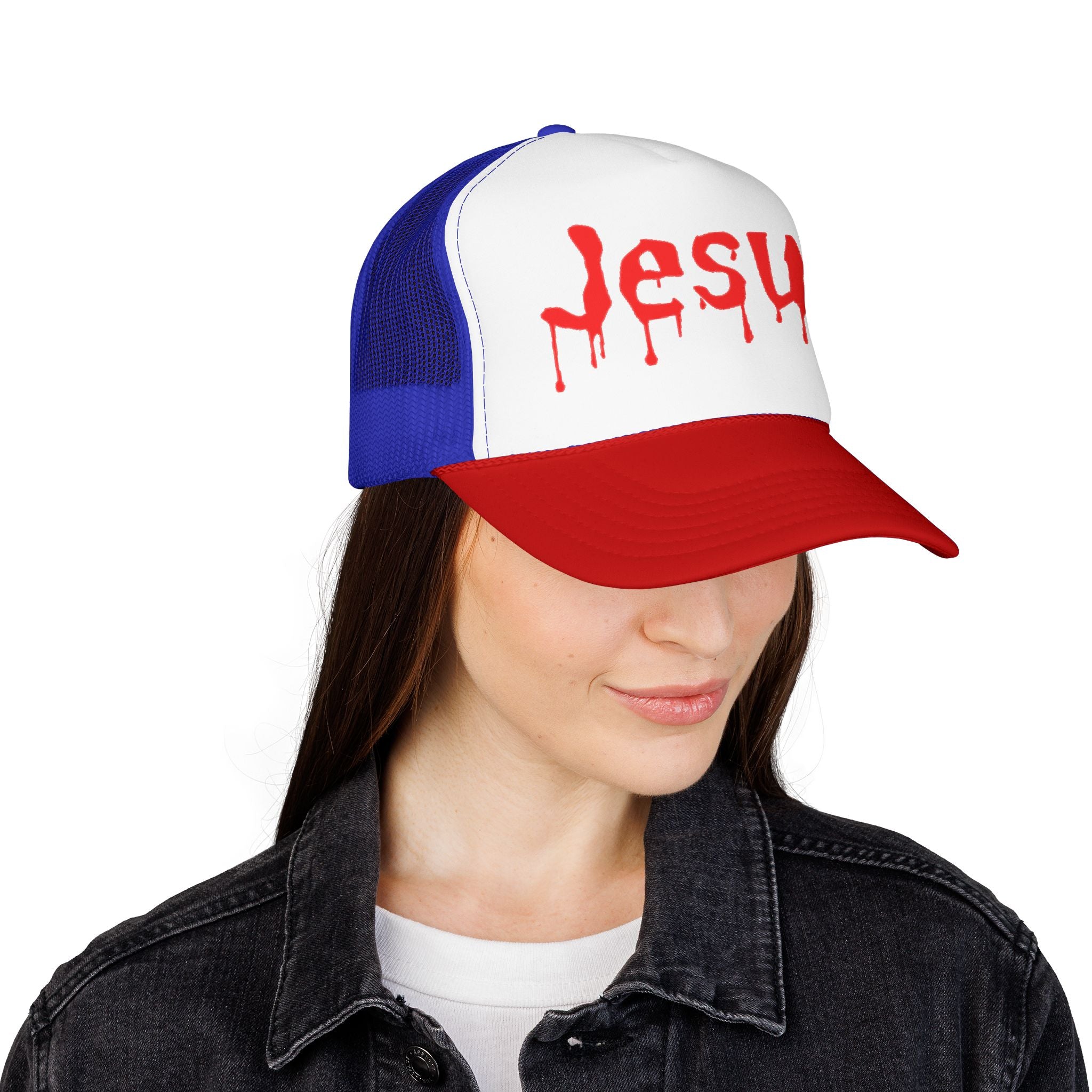 Jesus Drip Trucker Hat| Red White Blue