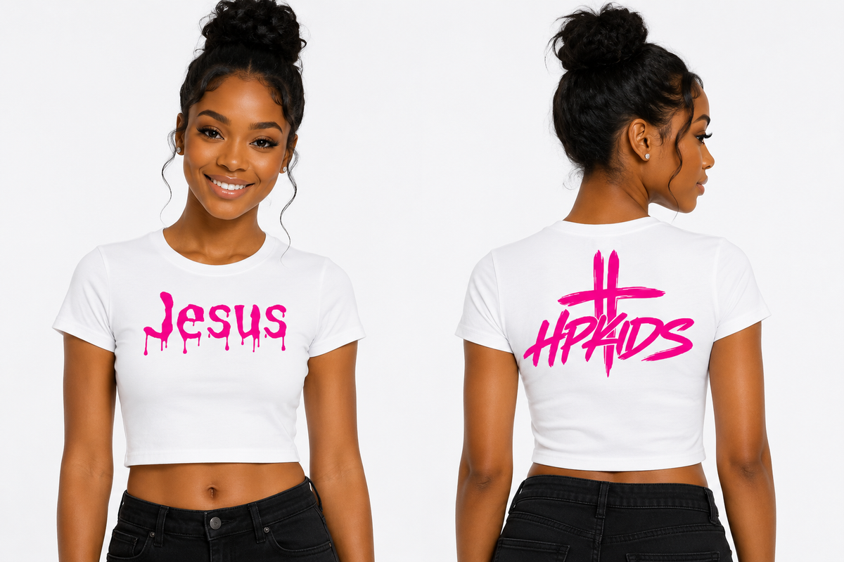 Dripped in Jesus Hot Pink Crop Tee