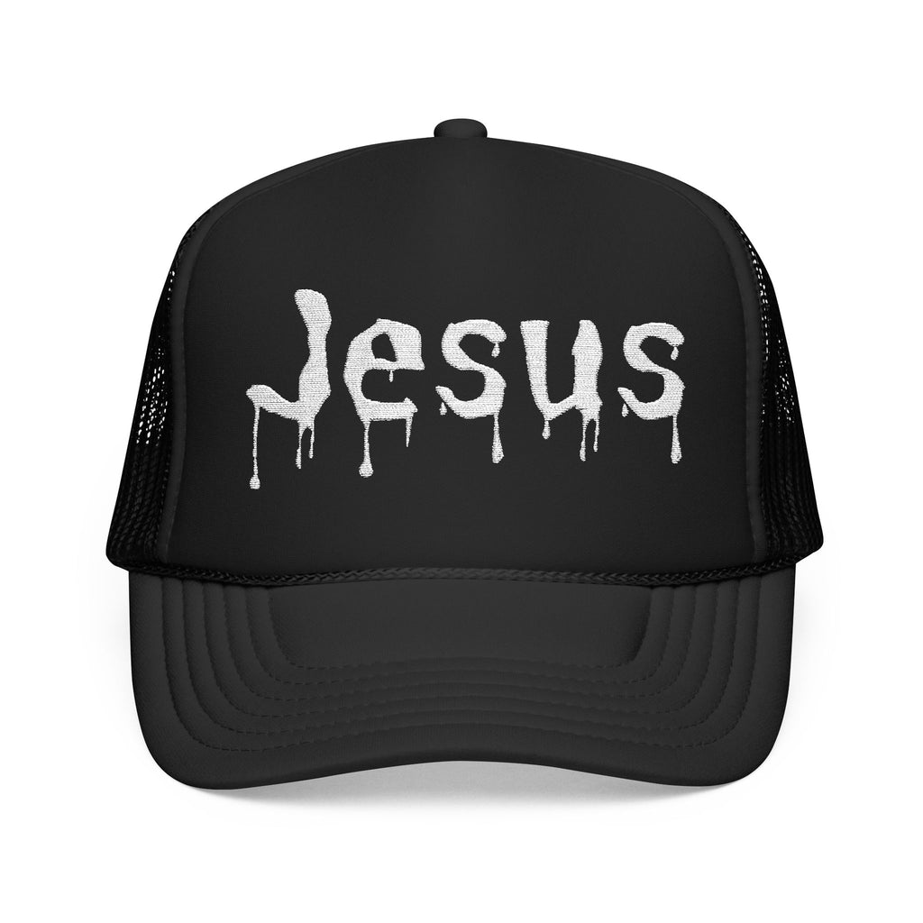 Black Dripped in Jesus Trucker Cap