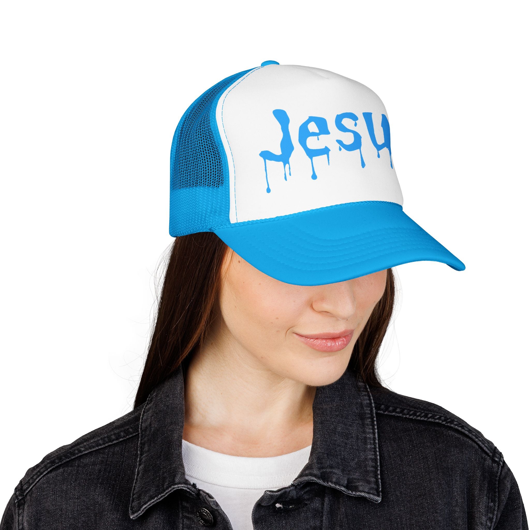 Jesus Drip Trucker Hat| Sky Blue