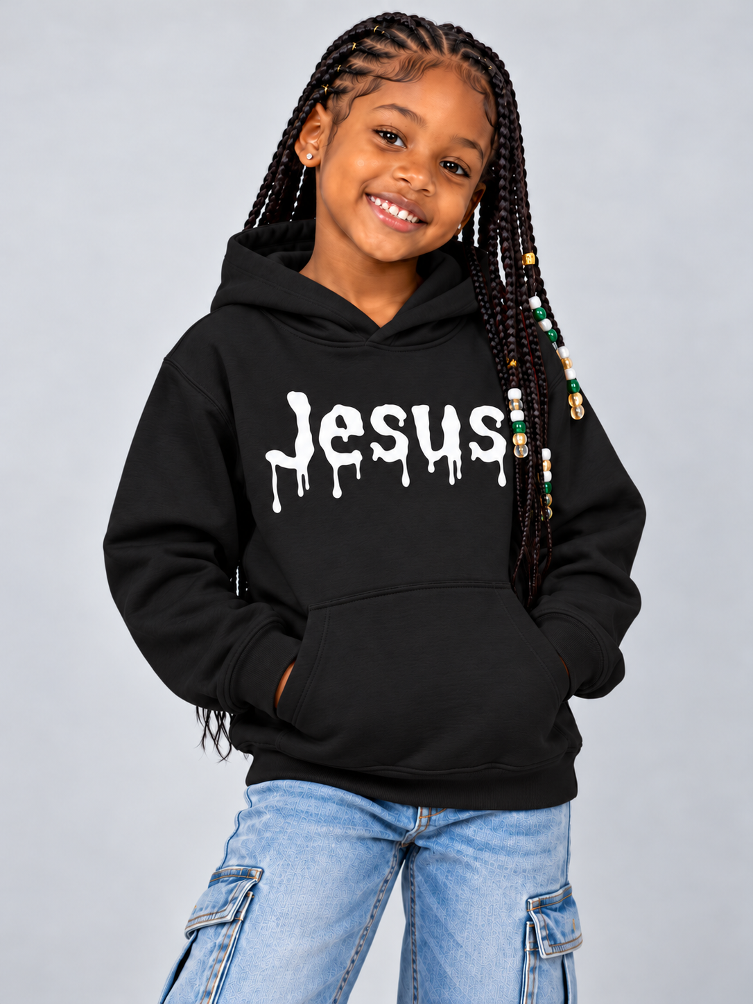 Jesus Drip Hoodie – Youth – White Ink