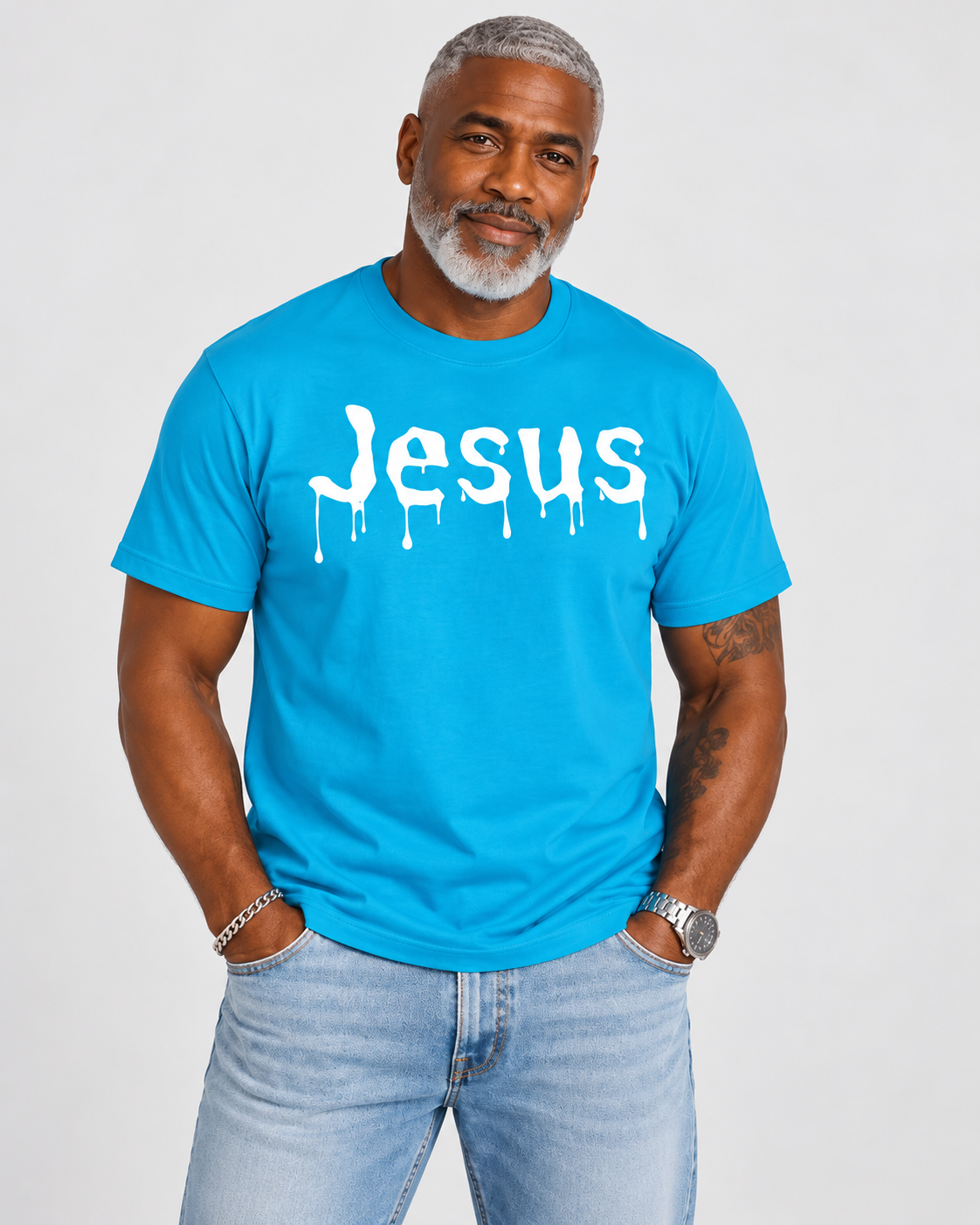 Jesus Drip Premium Tee – Sapphire