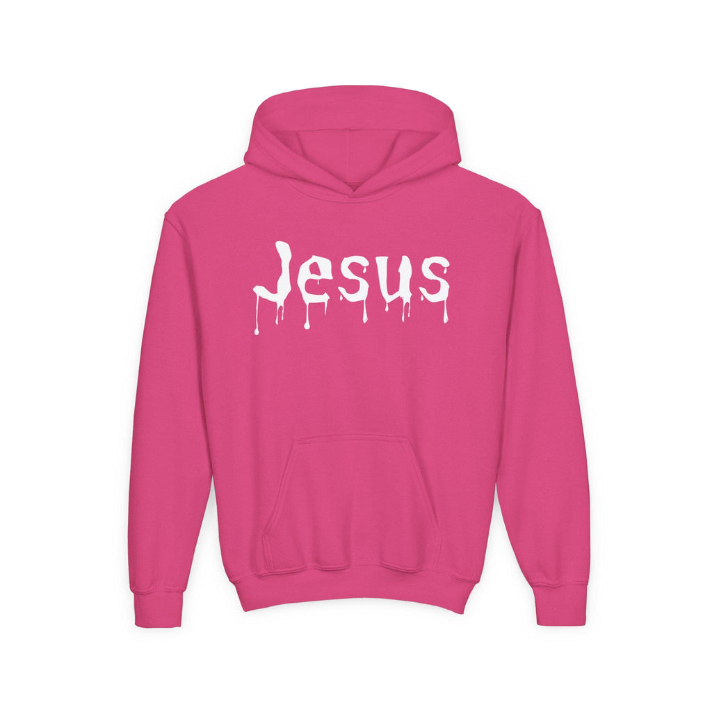 Youth Dripped in Jesus Hoodie