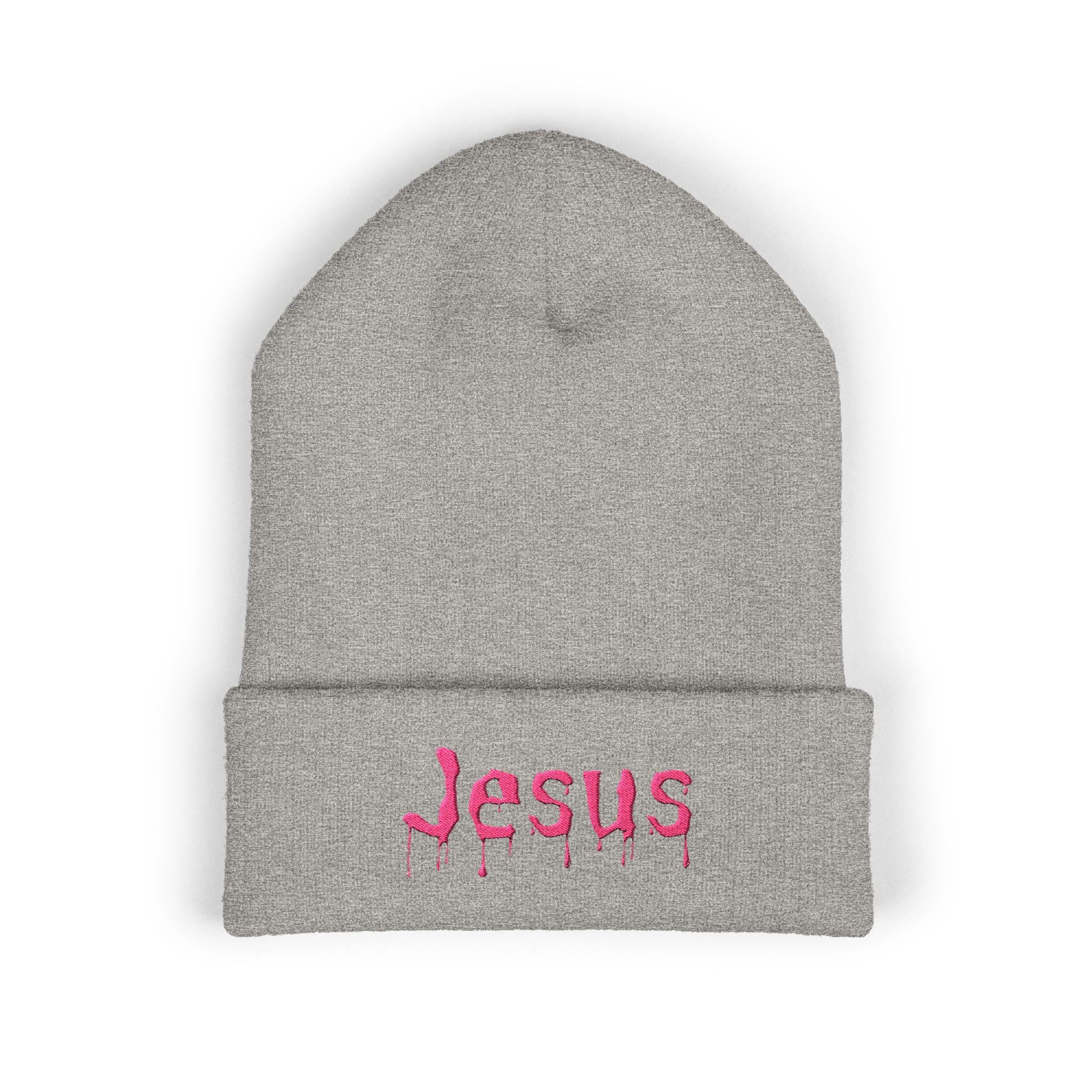 Dripped in Jesus Embroidered Beanie (Pink)
